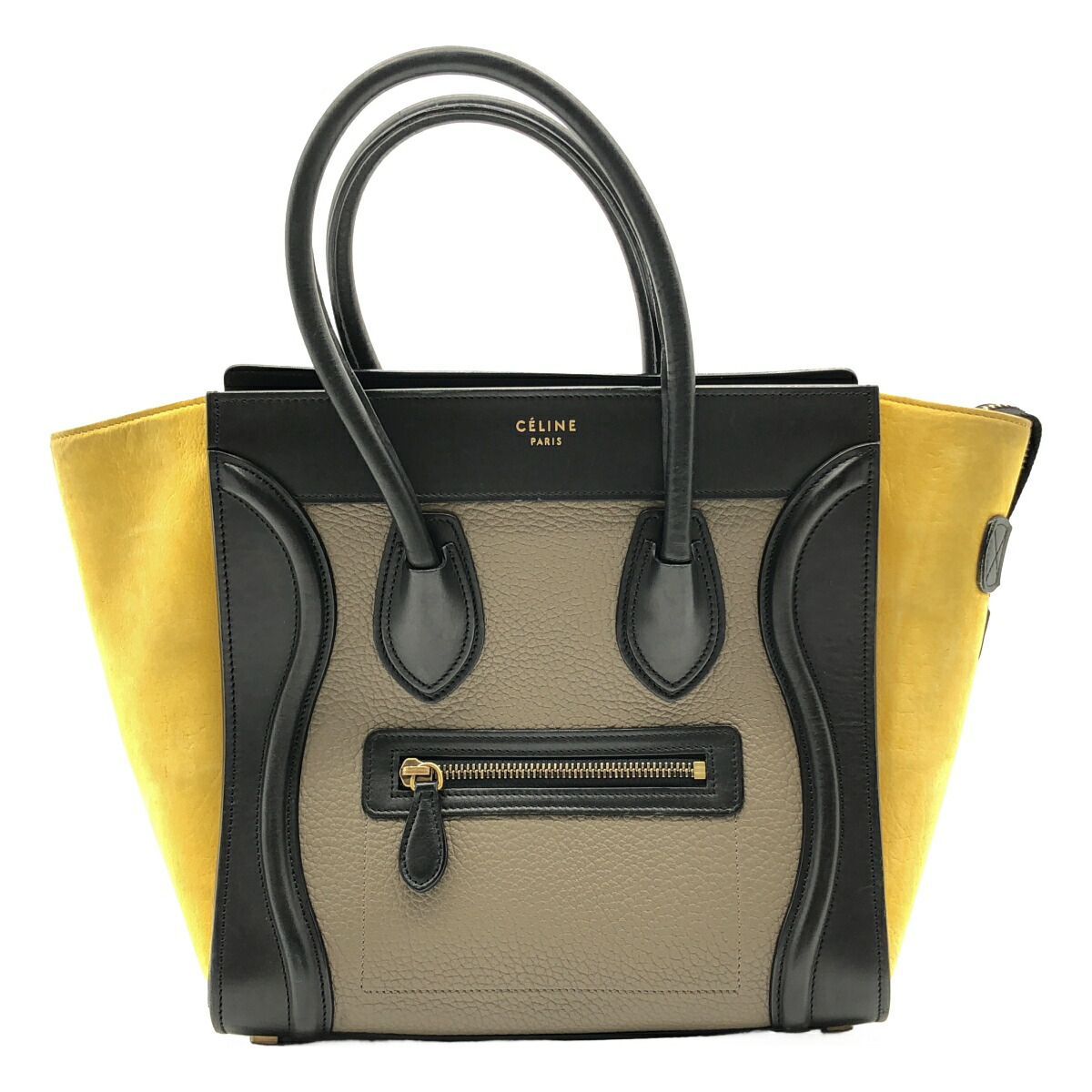CELINE セリーヌ マイクロショッパー 赤銅色/黒いこと/黄色/余分の物 ハンドバック【中古】