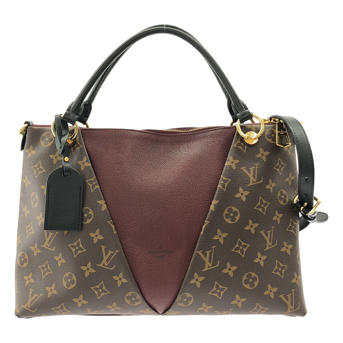 【3日間返品可】LOUIS VUITTON ルイ・ヴィトン VトートMM ブラウン/パープル 2WAYバッグ【中古】｜カエセル