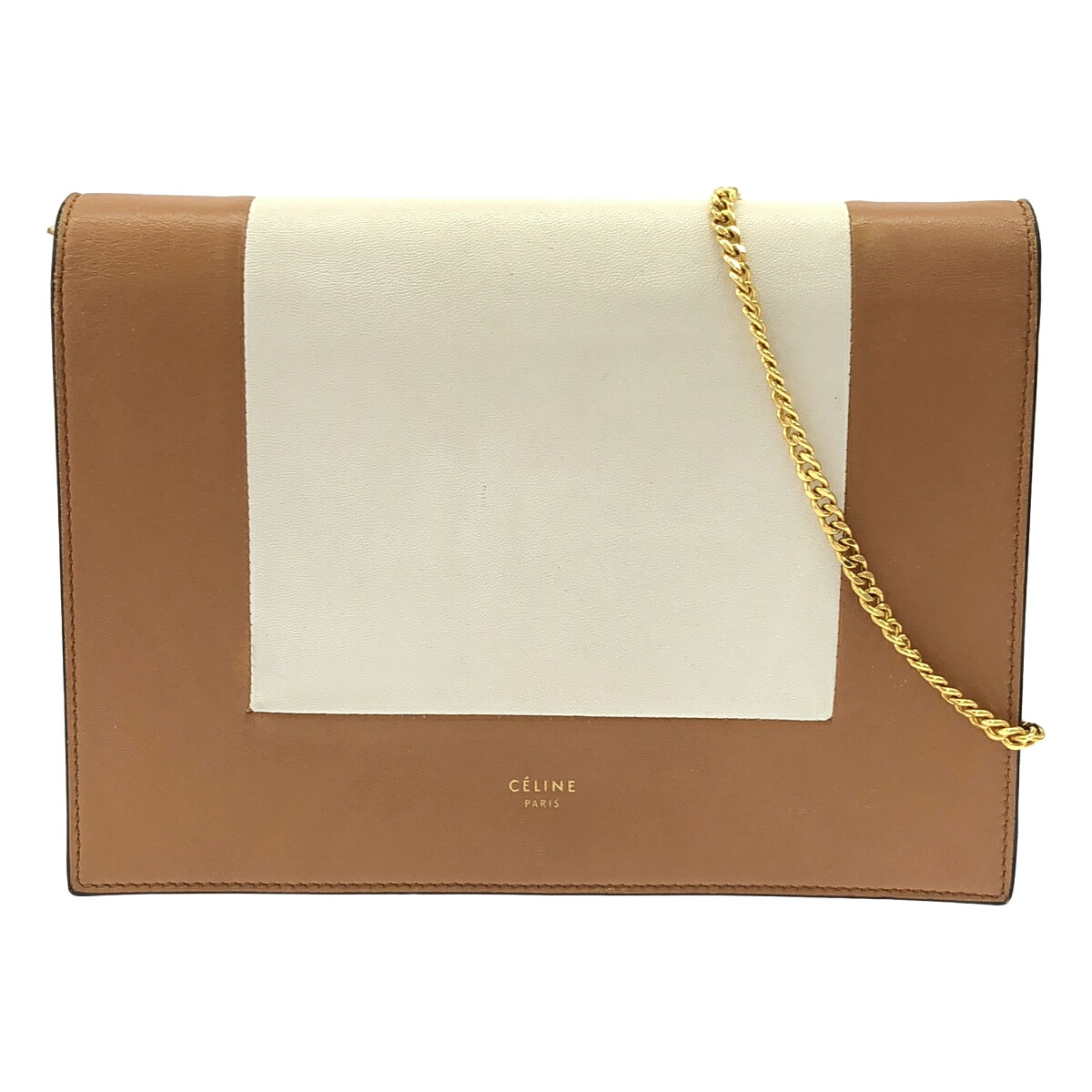 【3日間返品可】CELINE セリーヌ フレームイブニングクラッチ ホワイト/ベージュ ショルダーバッグ【中古】｜カエセル