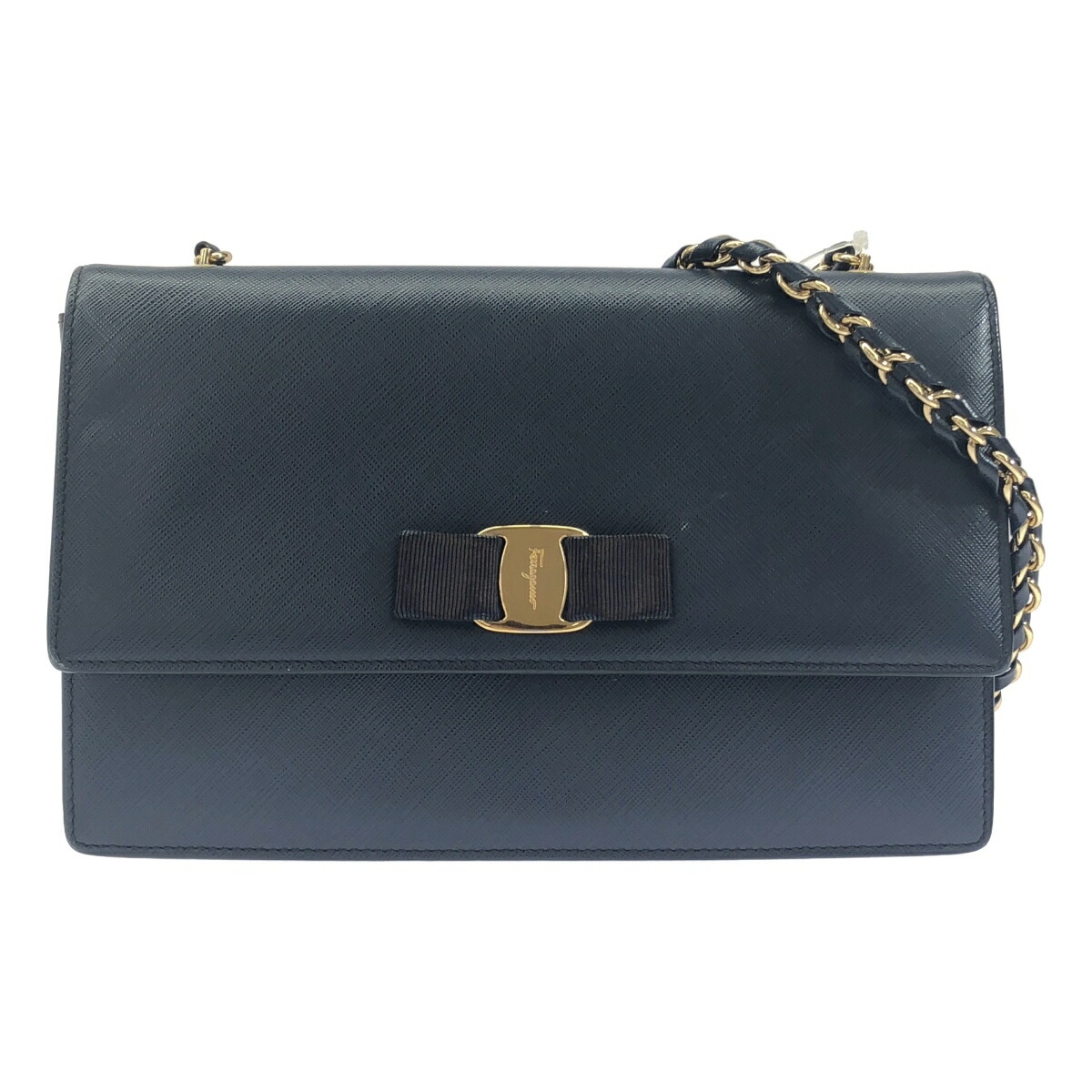 FERRAGAMO フェラガモ ヴァラ 青碧 ショルダーバッグ【中古】