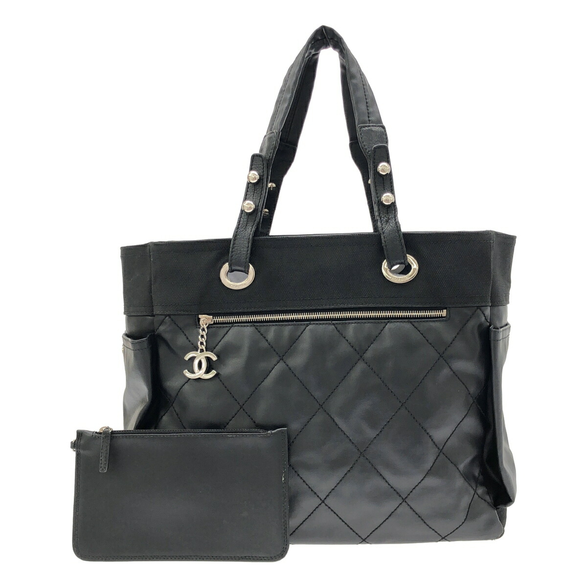 【最大限度15％OFF引き換え証】CHANEL シャネル パリビアリッツGM 黒いこと トートバッグ【中古】