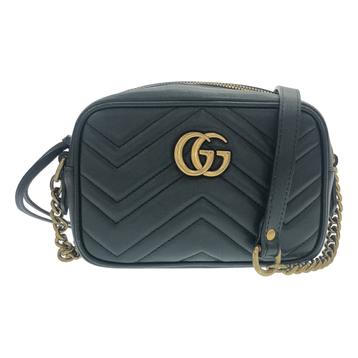 GUCCI グッチ GGマーモント 黒いこと ショルダーバッグ【中古】