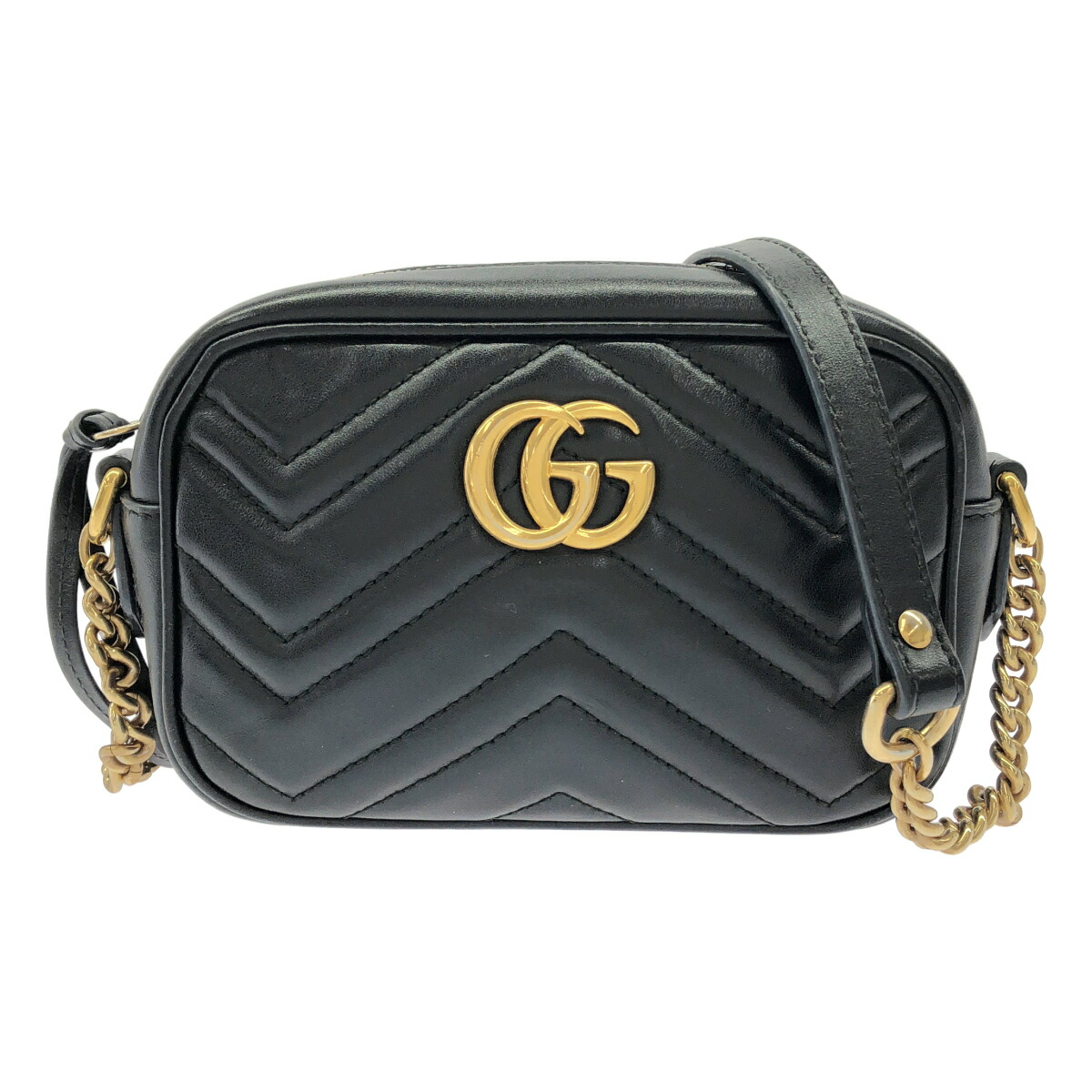 GUCCI グッチ GGマーモント 黒いこと ショルダーバッグ【中古】