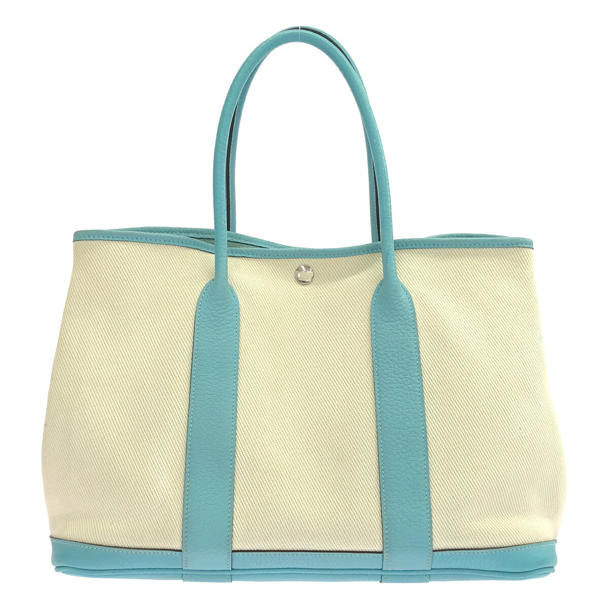 【最大限度15％OFF引き換え証】HERMES エルメス 苑地寄りあいPM 白いこと/青色 トートバッグ【中古】