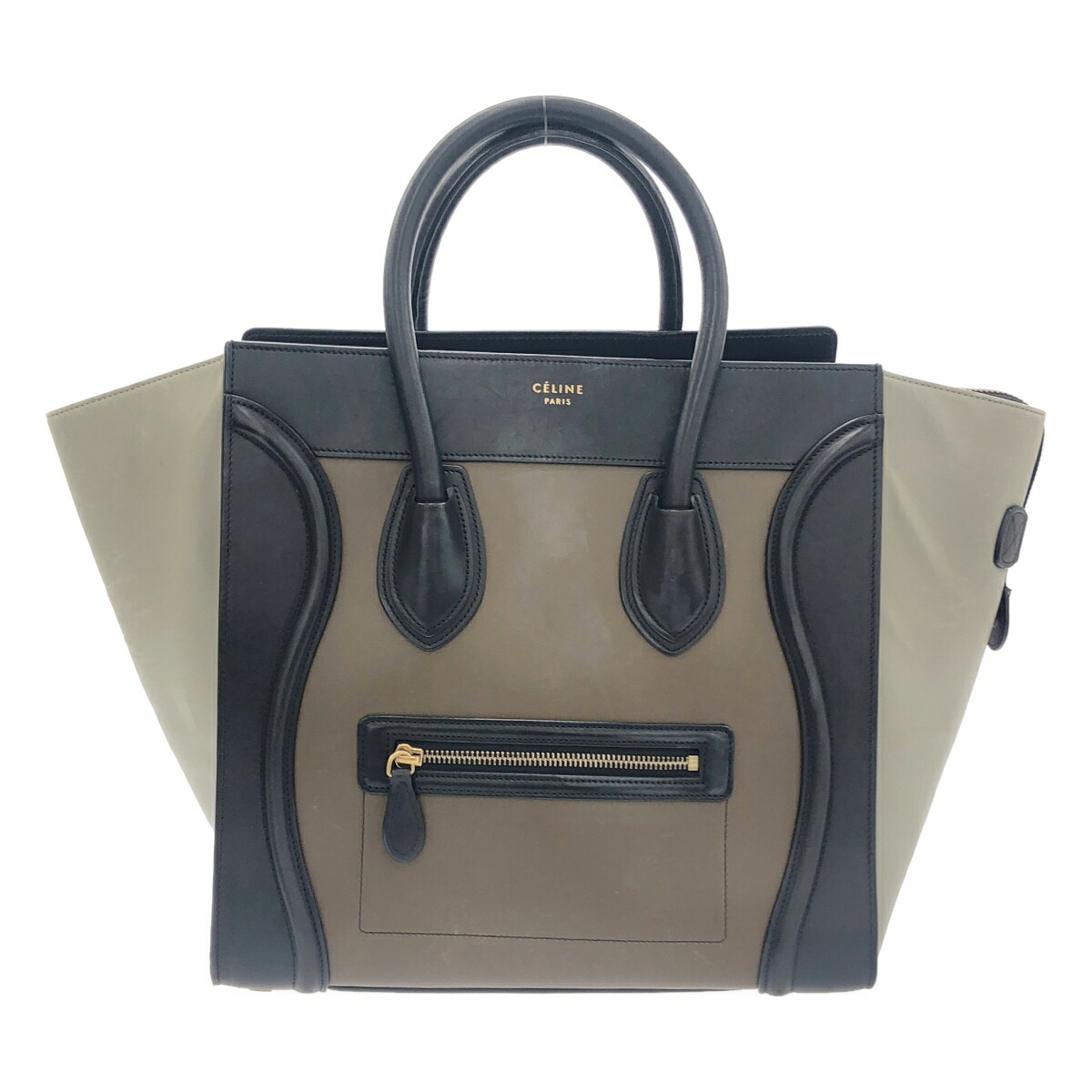CELINE セリーヌ ミニショッパー 赤銅色/黒いこと/薄墨色/余分の物 ハンドバック【中古】