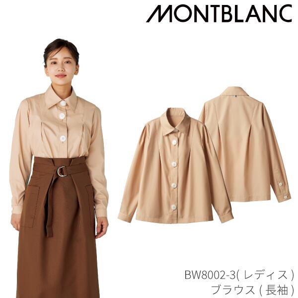BW8002-3 シャツ ブラウス 長袖 レディス 可愛い かわいい ピンク ブランシェ BLANCE カフェ レストラン 制服 ユニフォーム 住商モンブラン 大きいサイズ ポプリン
