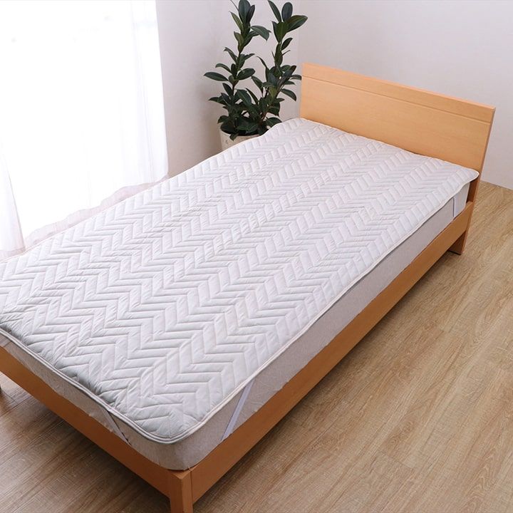 寝具 オールシーズン 快適睡眠 ベッドパッド 洗える アレルプルーフ 抗菌 消臭 アレル物質吸着 洗濯機OK 四隅ゴムバンド付き ズレにくい ダブル 140×200cm[13]