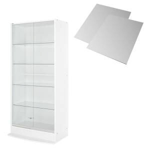 LED付きコレクションラック ワイド 本体 引き戸タイプ 背面ミラー2枚セット 奥行39[00]｜家具・インテリア雑貨　カグール