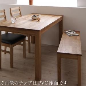 総無垢材ワイドダイニング 【Cursus】 クルスス 4点セット(テーブル+チェア2脚+ベンチ1脚) オーク 板座 W160[00]