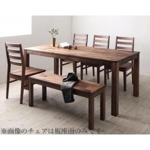 総無垢材ワイドダイニング 【Cursus】 クルスス 6点セット(テーブル+チェア4脚+ベンチ1脚) ウォールナット 板座&times;PVC座 W180[00]｜家具・インテリア雑貨　カグール