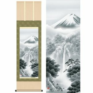 富士幽谷／ふじゆうこく　幅44.5×高さ約164cm　鈴村秀山／すずむらしゅうざん　年中飾り　山水画　富士山水 掛け軸 掛軸 [20]