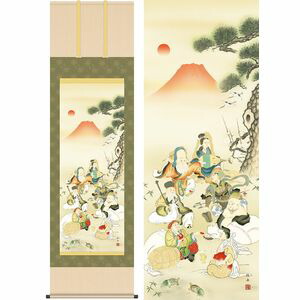七福神吉祥之図／しちふくじんきっしょうのず　幅54.5×高さ約190cm　長江桂舟／ながえけいしゅう　開運画　開運七福神 掛け軸 掛軸 [20]
