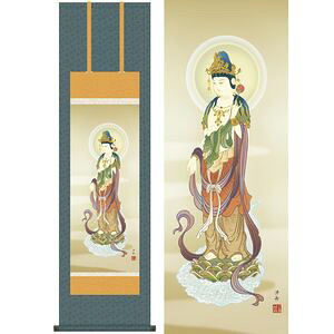 雲上観音/うんじょうかんのん 尺三 幅44.5×高さ約164cm 小野洋舟/おのようしゅう 行事飾り 仏事画 観音 掛け軸 掛軸 [20|家具・インテリア雑貨 カグール
