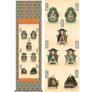 親鸞七高僧／しんらんしちこうそう　尺八　幅54.5&times;高さ約190cm　山村観峰／やまむらかんぽう　行事飾り　仏事掛　仏事関連 掛け軸 掛軸｜家具・インテリア雑貨　カグール 33,000円