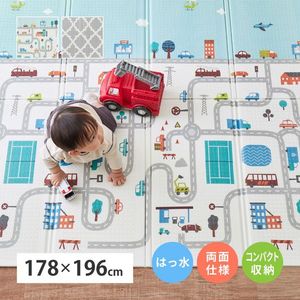 折りたたみ クッションプレイマット エクスシリーズ エクスロード エクスモロッコ 約178×196cm コンパクト収納 水拭きOK リバーシブル 萩原 [29]