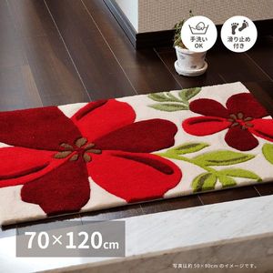 玄関マット アベル 約70&times;120cm 洗える 滑り止め 花柄 フラワー 室内 屋内 エントランスマット 萩原 [29]｜家具・インテリア雑貨　カグール