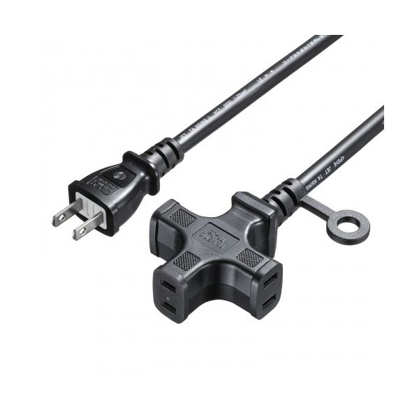 サンワサプライワット数取りひろげる吊りひも 2P・3個口 黒いこと 20m TAP-EX23-20BK 1本[21]