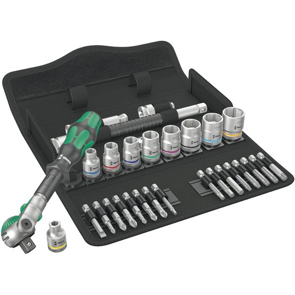WERA ヴェラ 差込角3/8DR 29点組 ソケットレンチセット ラチェットレンチ 戻り角5度 004049 工具 ツール DIY 作業工具 レンチ[21]