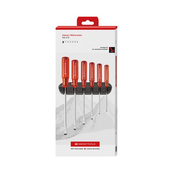 PB SWISS TOOLS ピービースイスツールズ 5本組 クラシックハンドル マイナスドライバーセット ホルダー付 ペーパーボックス入 240.CBB[21]｜家具・インテリア雑貨　カグール
