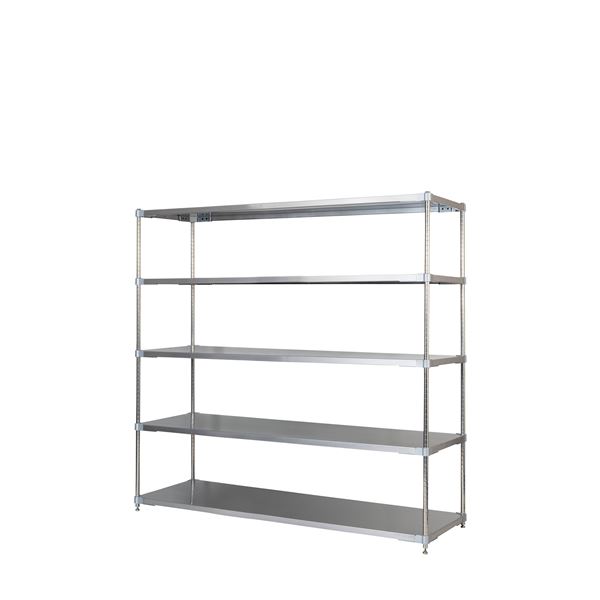 ステンレス シェルフ 60&times;150cm 5段 H180cm 日本製 耐錆 耐薬性 耐久性 冷蔵 冷凍 高温多湿対応 収納棚 オープンラック 組立式 [21]｜家具・インテリア雑貨　カグール