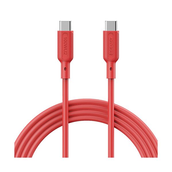 （まとめ） アドテックUSB2.0 Type-C to C ケーブル（100W出力） レッド 1m APC-V1010SCC-U2-RD 1本 【×5セット】 [21]