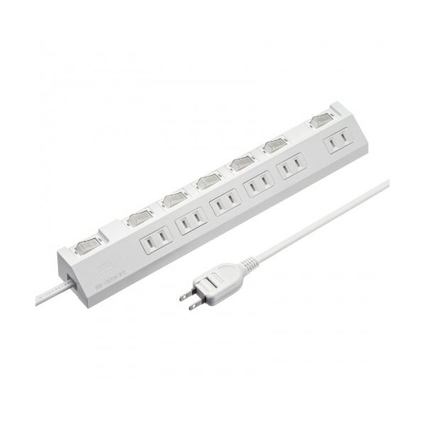 サンワサプライ個別スイッチ付き節電タップ 2P・6個口 ホワイト 3m TAP-S30-3W 1個[21]