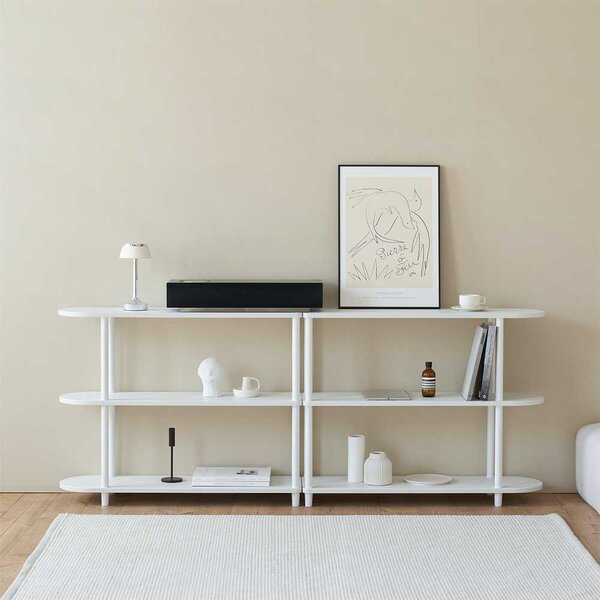 ROOM＆HOMEデイリラウンドハーフ棚 3段 約幅80cm ホワイト 組立品[21]