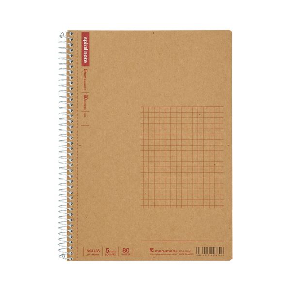（まとめ）マルマン スパイラルノート ベーシックA5 5mm方眼罫 80枚 N247ES 1冊【×30セット】[21]