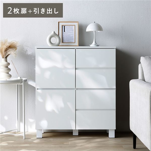 真四角押し入れ 扉+抽き出し手合い 2枚扉+抽き出し 幅72.2珊 白いこと 押し入れ リビング 納める 架線穴付き添い人 精神的な統合品[21]