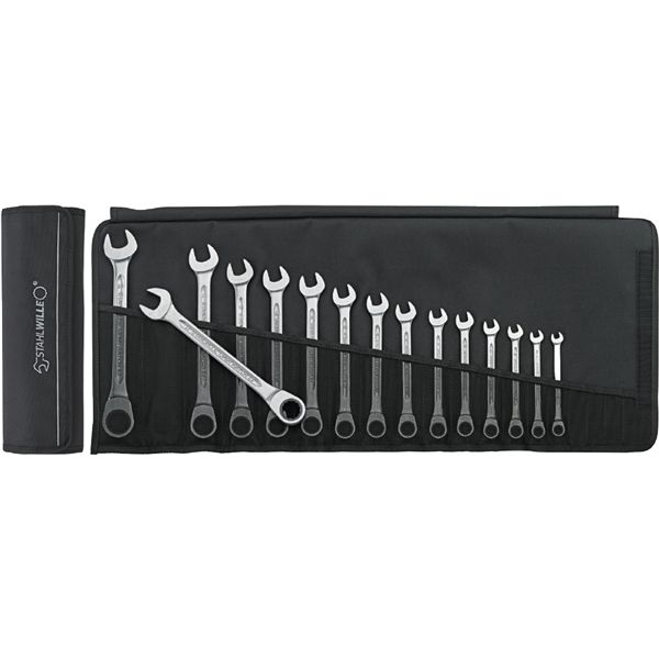 STAHLWILLE スタビレー 15点入 ラチェットコンビネーションレンチセット 容れもの付 17F/15 物の具 物の具 DIY 進め方物の具[21]