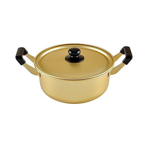 【3個セット】 アルミ鍋/両手鍋 【24cm】 3～4人用 ガスコンロ専用 容量(約)：4.6L 蓋付き 『豊味庵』[21] 4,857円