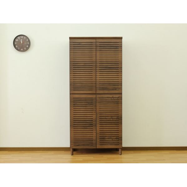 シューズキャビネット ハイタイプ（ウォルナット）高さ約180cm× 幅約80cm [完成品］【代引不可】[21]