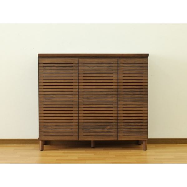 シューズキャビネット（ウォルナット） 幅約110cm [完成品］【代引不可】[21]