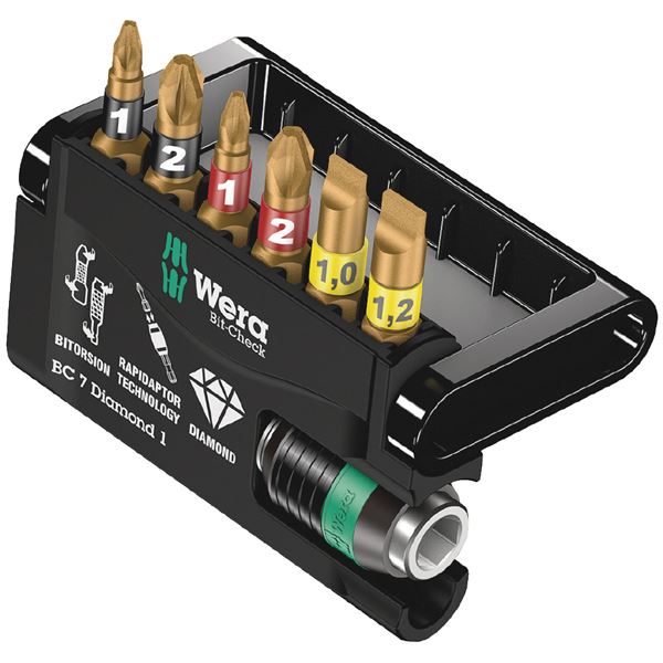 WERA ヴェラ 7本組 BiTorsion ダイヤモンドコーティング ドライバービット ホルダーセット ケース付 073419 工具 ツール DIY[21]
