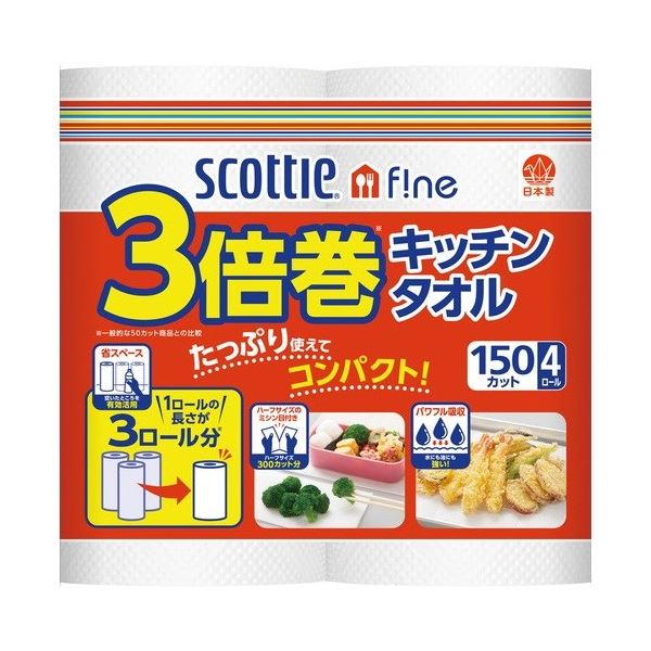 スコッティ 3倍巻キッチンタオル 4R×12P [21]