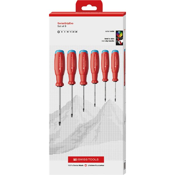 PB SWISS TOOLS ピービースイスツールズ 6本組 スイスグリップEVO TXドライバーセット(BOX) 38440.CBB 工具 ツール DIY[21]