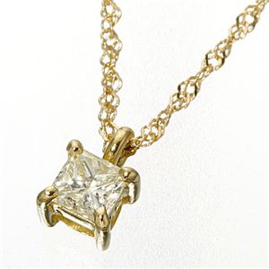 0.15ctダイヤモンドプリンセスカットペンダント/ネックレス イエローゴールド(ゴールド) [21]