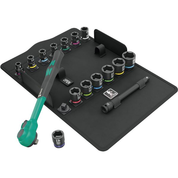 WERA ヴェラ 差込角3/8DR 16点組 コンフォートラチェットセット 表現スタイルボックス席入り口・入口 005530 物の具 物の具 DIY やり方物の具 御先棒[21]