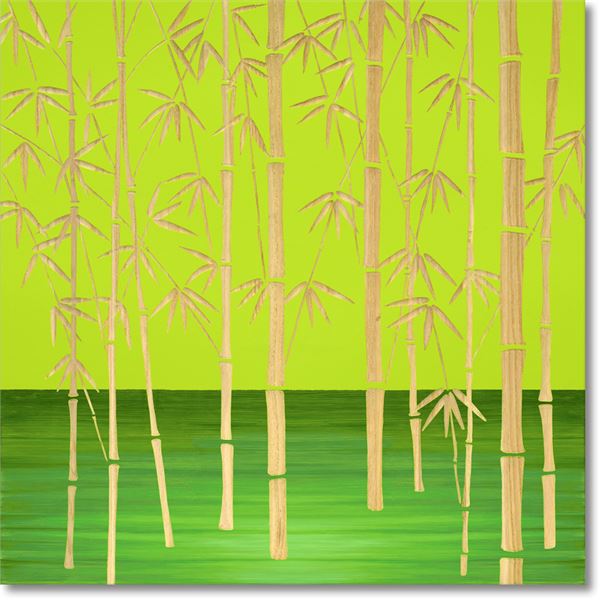ユーパワー ウッドスカルプチャーアート 60&times;60cm 「フォレスト バンブー」GR+NP[21]｜家具・インテリア雑貨　カグール