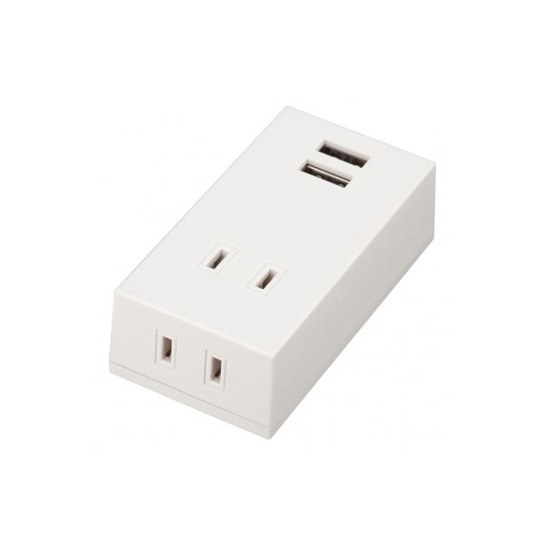 【5個書き割り】 YAZAWA 向こう正面水道栓型2AC+2USB2.1A白いこと Y02FS400WH2UX5[21]