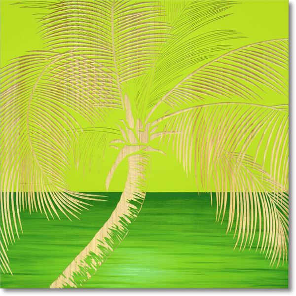 ユーパワー ウッドスカルプチャーアート 60×60cm 「パーム ツリー」GR+NP[21]