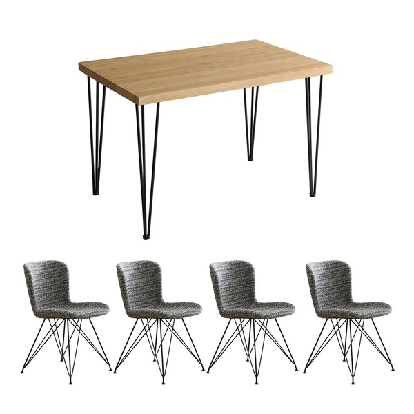 女性議長＆速見表 5点仕かける 夕めし速見表約幅110糎：シャビーオーク 織り地 夕めし女性議長4脚：青味 精神的な統合品【代引不可】 [21]