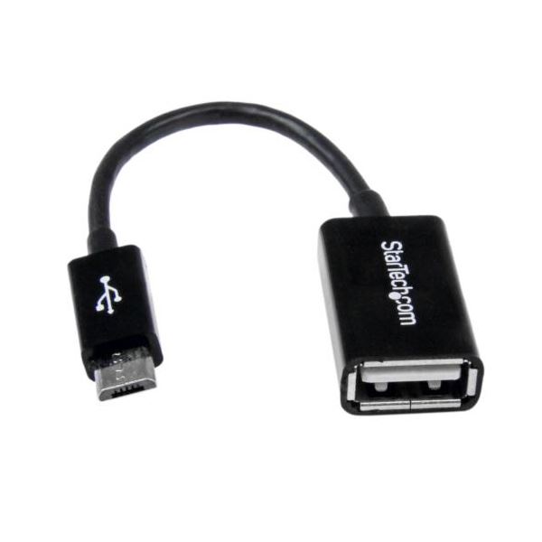 （まとめ） StarTech.com microUSB OTG変換アダプタ 12cm USB A（メス）-USB microB（オス） ブラックUUSBOTG 1個 【×5セット】[21]