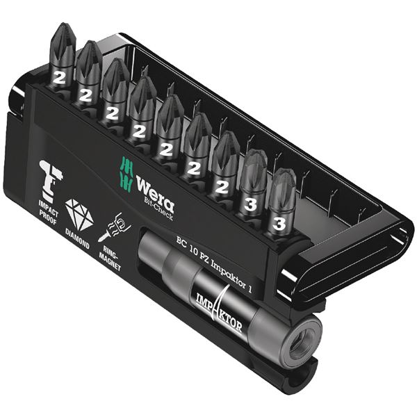 WERA ヴェラ 10点組 差込6.35mm インパクト用 ビットチェック ポジビットセット 057684 工具 ツール DIY 作業工具 道具[21]