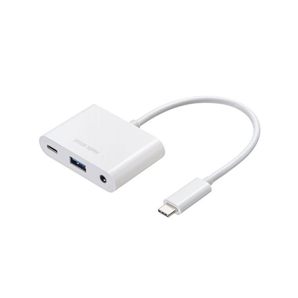 サンワサプライ イヤフォンジャック付きType-Cハブ ホワイト USB-5TCPA23W [21]