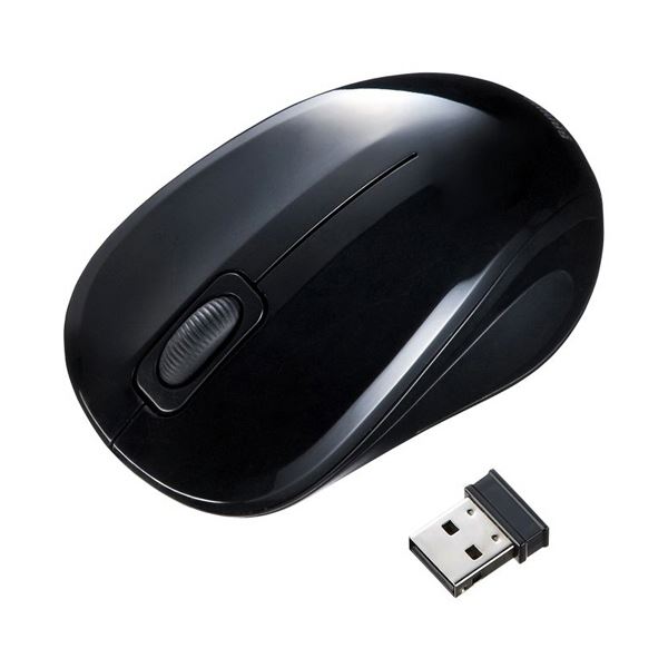（まとめ） サンワサプライ抗菌・静音ワイヤレスブルーLEDマウス ブラック MA-WBSK315BK 1個 【×5セット】[21]