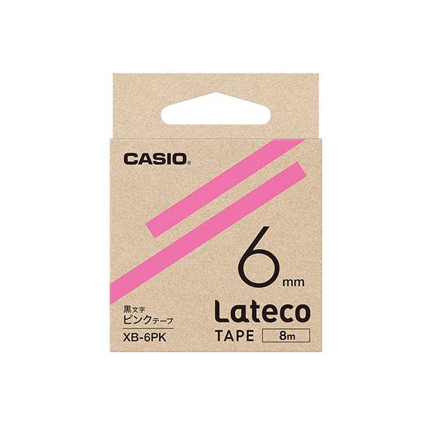 【5個セット】 カシオ計算機 Lateco 詰め替え用テープ 6mm ピンクテープ 黒文字 XB-6PKX5[21]