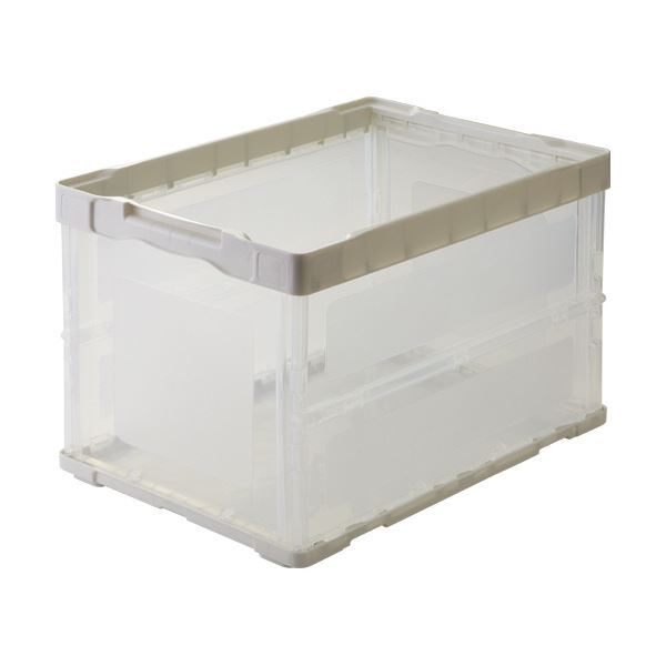 〔まとめ〕 TANOSEE 折りたたみコンテナ 軽量タイプ フタなし 50L ホワイト 透明 1台 折りたたみ コンテナ 〔×3セット〕[21]
