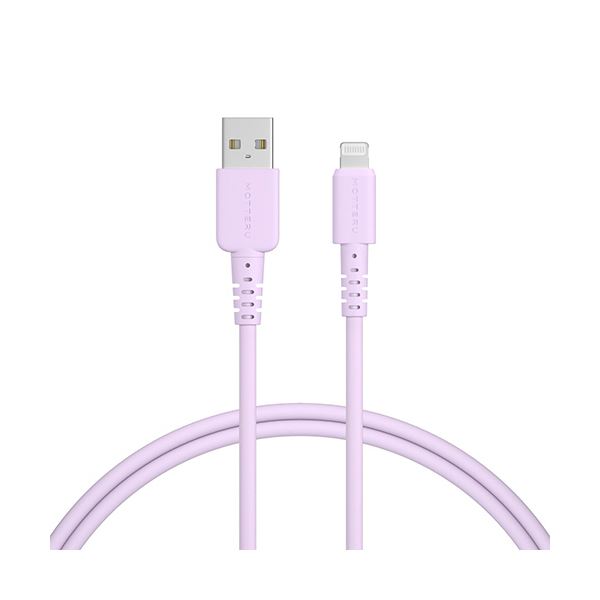 （まとめ） オウルテックMOTTERU A to Lightning ケイ素樹脂有線テレビ ペールアイリス 1m MOT-SCBALG100-PU 1本 【×3仕掛ける】 [21]