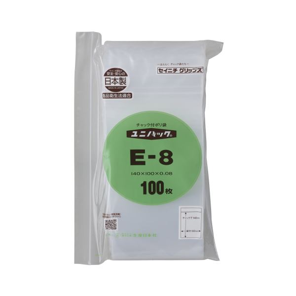 （まとめ）生産日本社 チャックポリ袋 140×100mm 100枚 E-8（×5セット） [21]